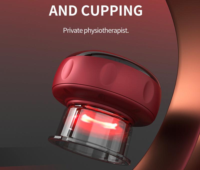Smart Electric Cupping Therapy Massager - Adjustable Suction & Heat, Red Light Therapy, USB-C Rechargeable(Red) 5