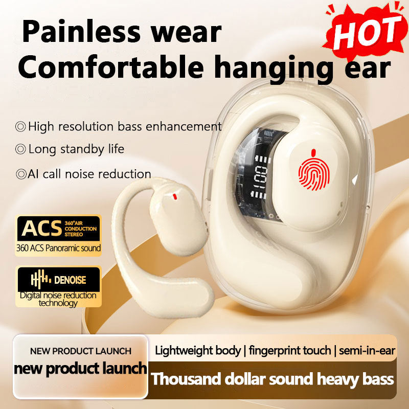 OWS Open-Ear TWS Earbuds with AI Translation - Bluetooth 5.4, 360 ACS Sound, LED Display Case(White) 3