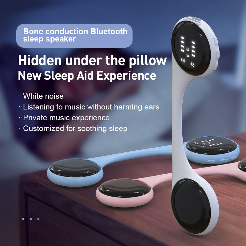 Under-Pillow Bone Conduction Sleep Speaker - Bluetooth 5.4, White Noise, TF Card, LED Display & Timer(blue)