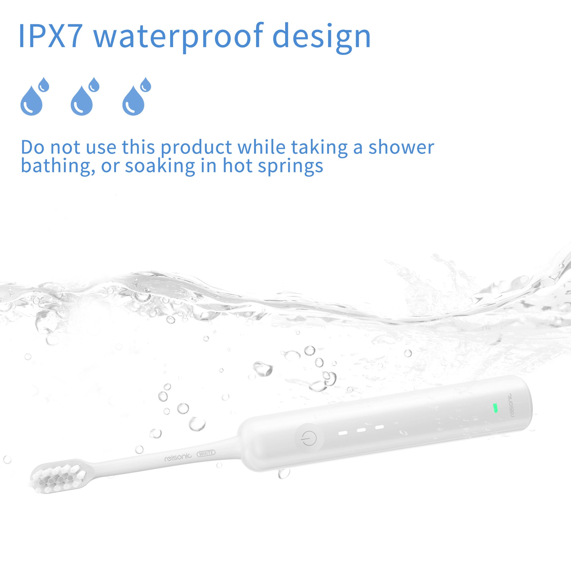 Electric Toothbrush with Ultra-Soft Gum Guard Brush Heads - IPX7 Waterproof, Ergonomic Design(blue)