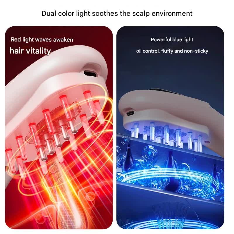 Electric Scalp Massager Comb with Red & Blue Light Therapy - 5 Vibration Modes & Liquid Dispenser(White) 4