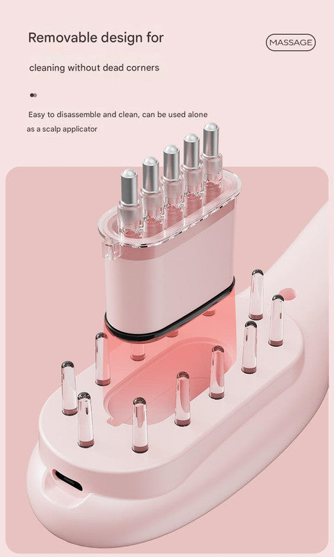 Electric Scalp Massager Comb with Red & Blue Light Therapy - 5 Vibration Modes & Liquid Dispenser(White) 5