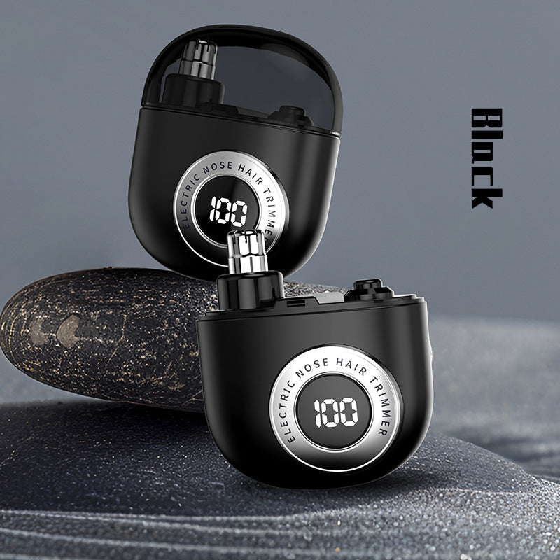 Mini Electric Nose Hair Trimmer - USB-C Rechargeable, LED Display, Washable Head, Painless Grooming(black)