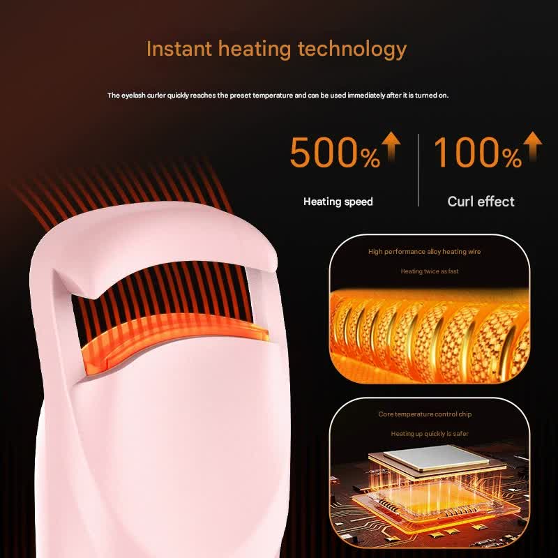 Electric Heated Eyelash Curler - USB-C Rechargeable, Fast Heating, Long-Lasting Curl(Pink) 3