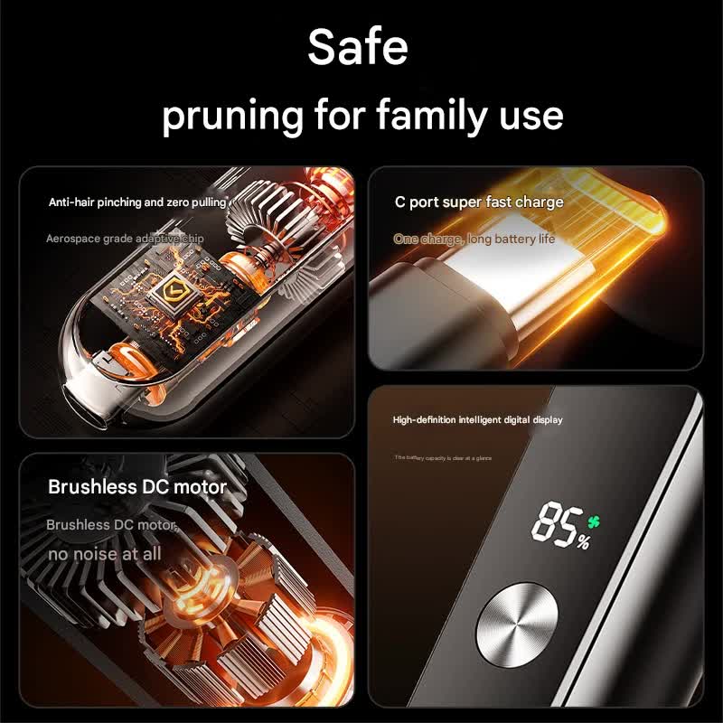 Electric Nose & Ear Hair Trimmer - USB-C Rechargeable, LED Display, Washable 360deg Head, Low Noise(blue) 4