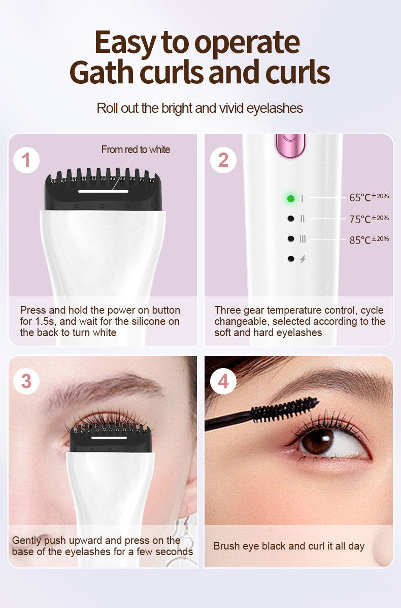 Rechargeable Heated Eyelash Curler - 3 Temperature Settings, 30s Rapid Heating & Anti-Scald Design(Green) 5