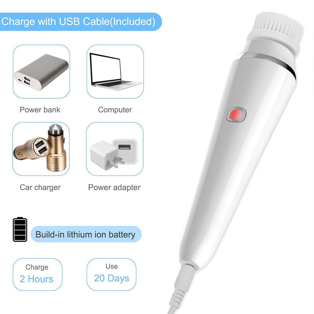 4-in-1 Electric Facial Cleansing Brush & Massager - IPX6 Waterproof, 3 Speeds, Bi-Directional Spin, USB Rechargeable(Light green) 4