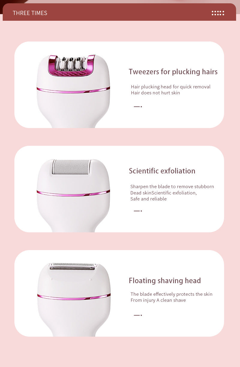 3-in-1 Ladies Electric Epilator, Shaver & Callus Remover with LED Display - Rechargeable & Waterproof(Gold) 5