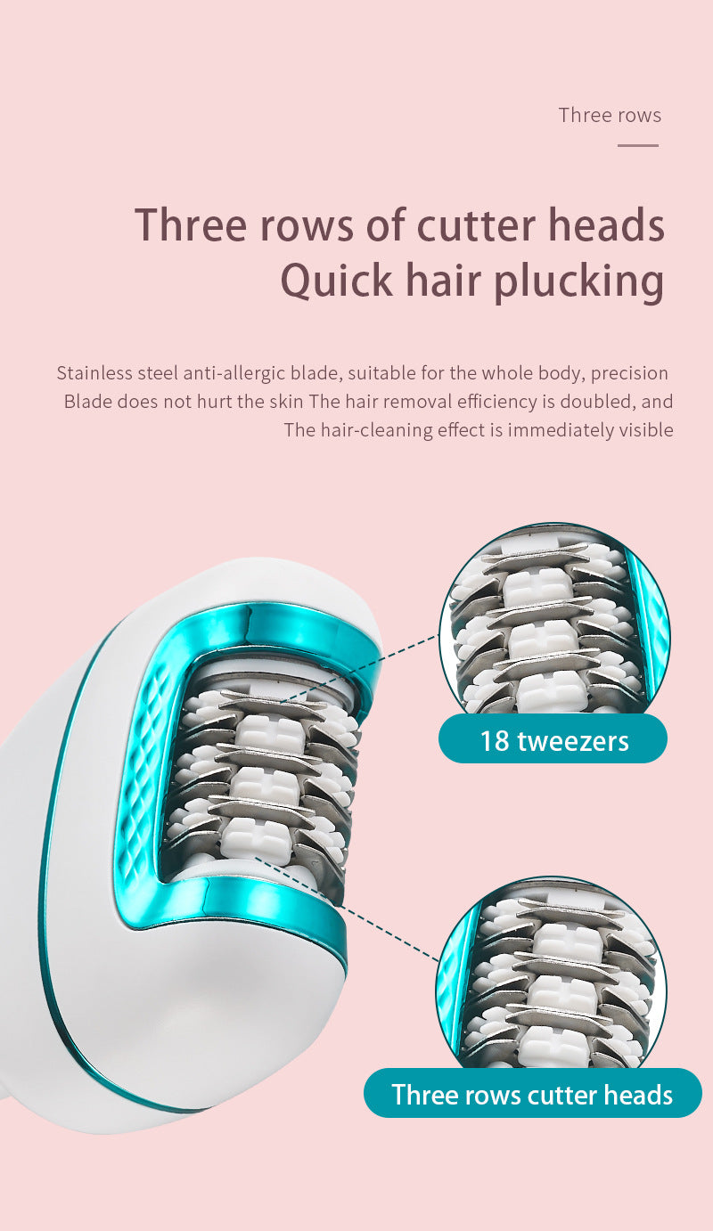 3-in-1 Ladies Electric Epilator, Shaver & Callus Remover with LED Display - Rechargeable & Waterproof(Gray) 6