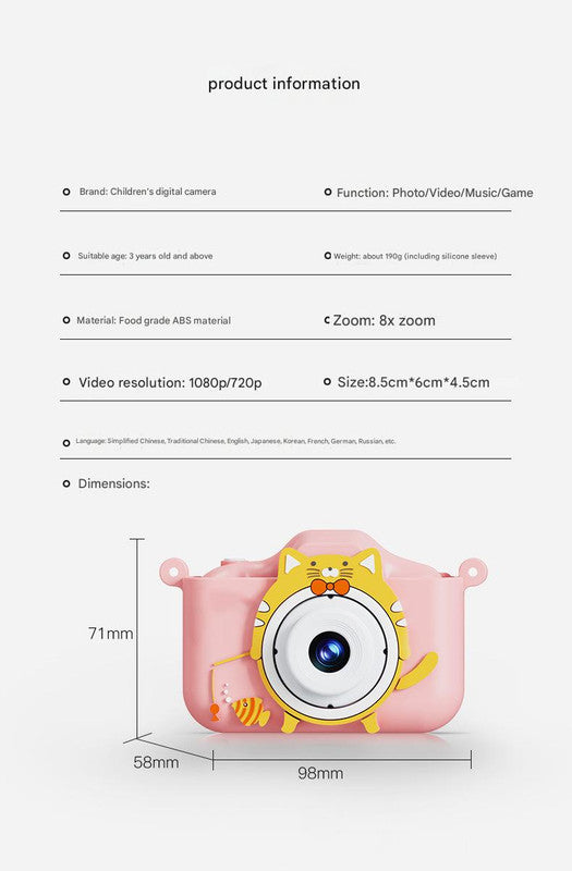 Digital Camera with Cute Cat Silicone Case - Dual Lens, 96MP, HD Screen & Music Playback(blue) 5