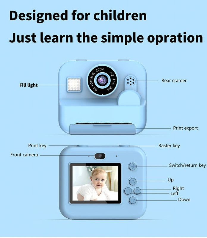 Instant Print Camera - 48MP Dual Lens, 2.4" IPS Screen, Thermal Printing(blue) 6