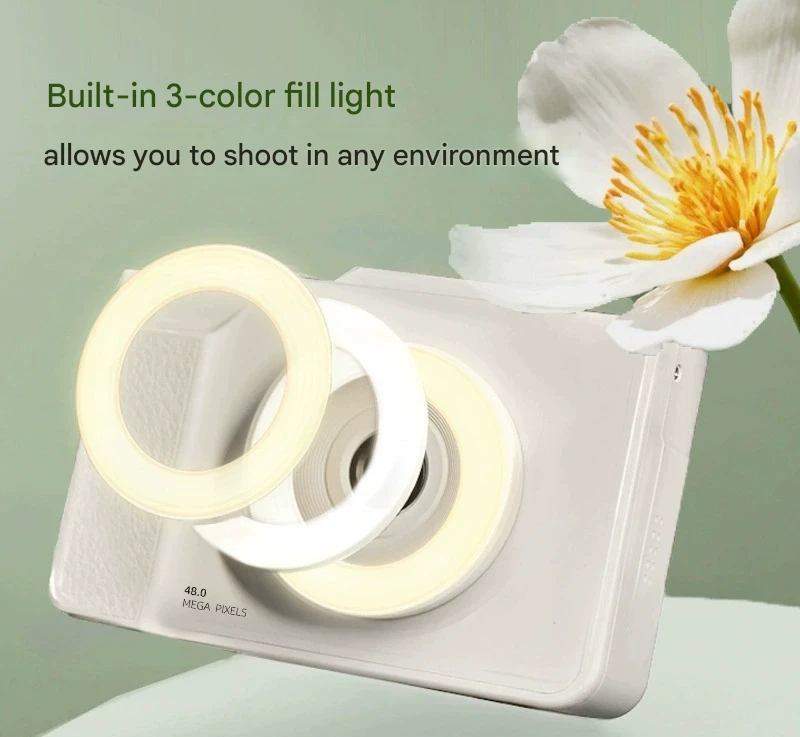 48MP Student Digital Camera with 180 Flip Screen & 3-Setting Fill Light(black) 4