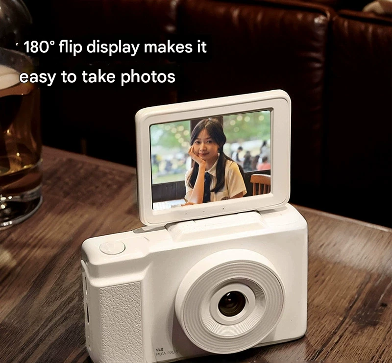 48MP Student Digital Camera with 180 Flip Screen & 3-Setting Fill Light(White) 3