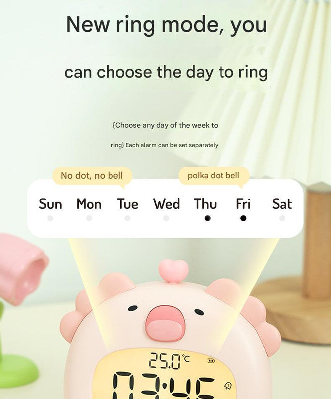 Cute Animal Digital Alarm Clock with Night Light, Temperature & Countdown Timer(Blue elephant) 5