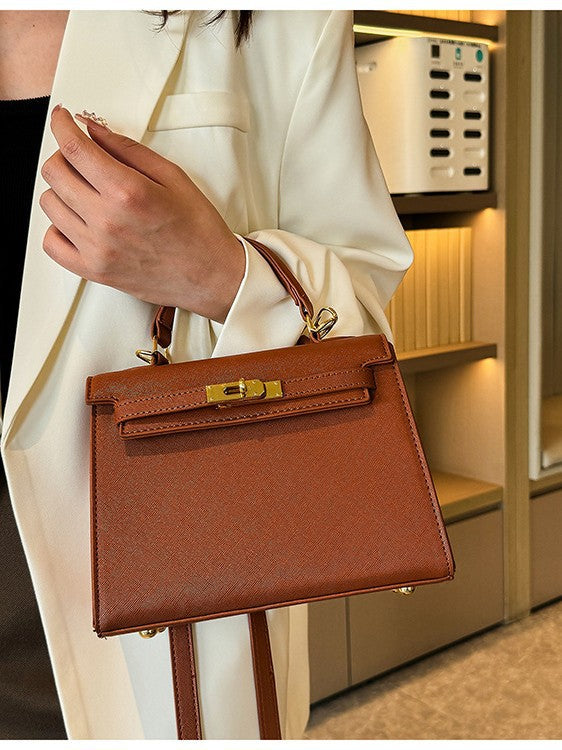 Elegant PU Leather Top Handle Satchel Bag - Versatile Crossbody & Shoulder Bag(khaki) 3