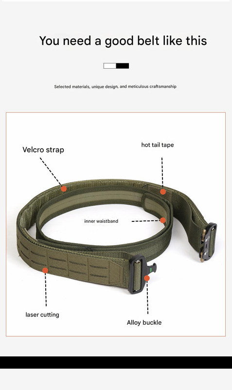 Dual Layer Quick Release Tactical Belt - Attachment System, Alloy Cobra Buckle, Adjustable Nylon(Khaki) 3