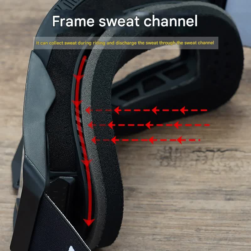 Professional Motocross & Ski Goggles - HiPER Lens, TPU Frame(Black frame with white straps-red lenses) 3