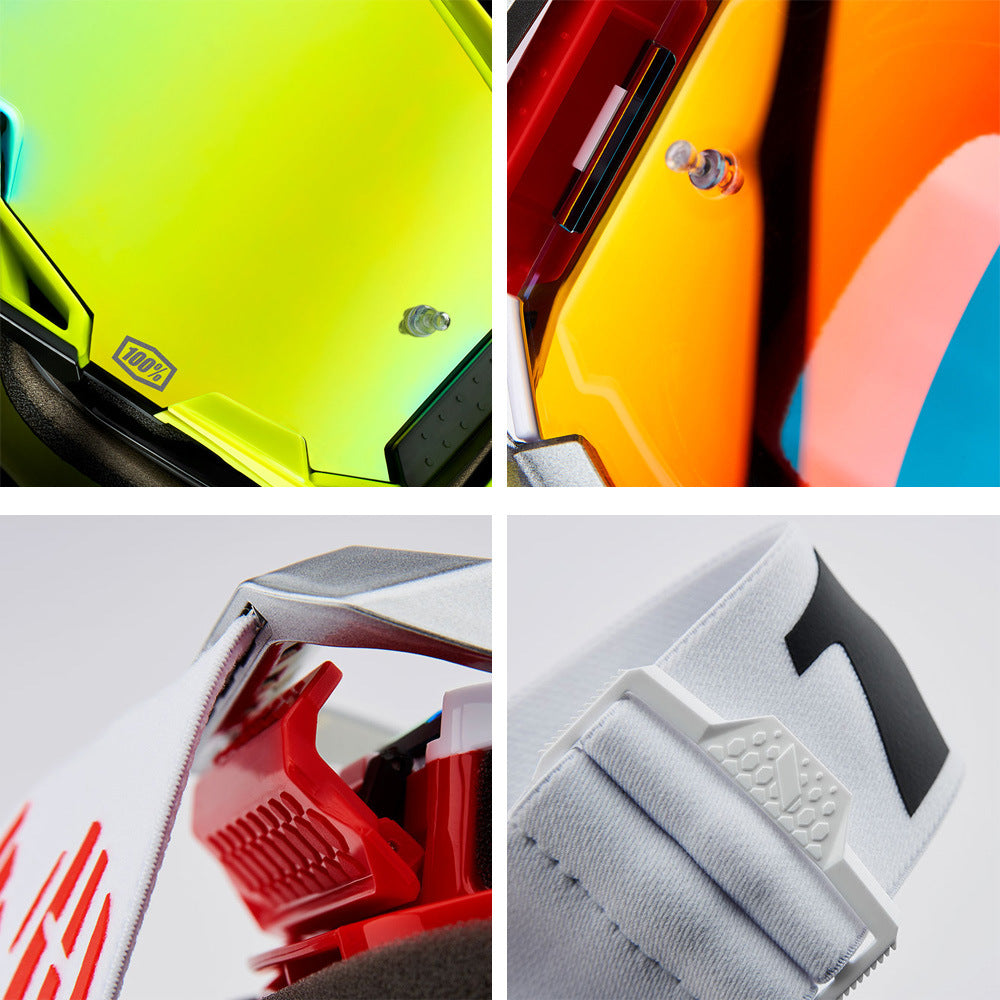 Professional Motocross & Ski Goggles - HiPER Lens, TPU Frame(Black frame with white belt and silver lens) 4