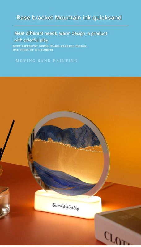 Moving Sand Art Picture with LED Night Light Base - USB Powered, Relaxing Desktop Decor(Purple) 4