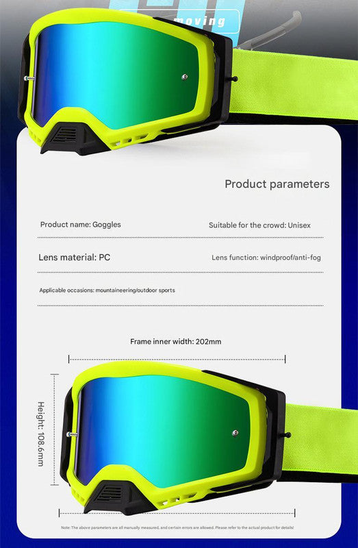 Panoramic Outdoor Sports Goggles - UV Protection, Windproof, Anti-Fog & Impact Resistant(Cyan-green frame + green film) 3