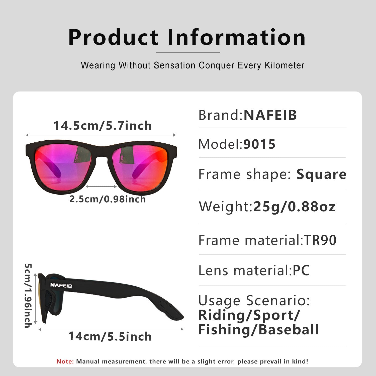 NAFEIB Polarized Sports Sunglasses - Lightweight TR90 Frame, UV400 Protection for Riding & Outdoor Activities(Transparent) 4