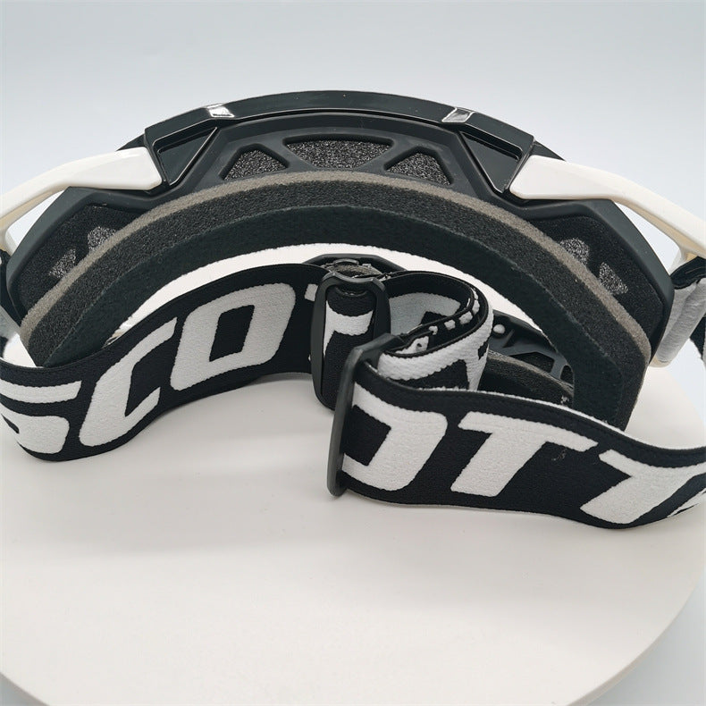 Performance Motocross & Off-Road Goggles - Increased Impact Protection with Lens Lock System(White and red frame transparent piece)