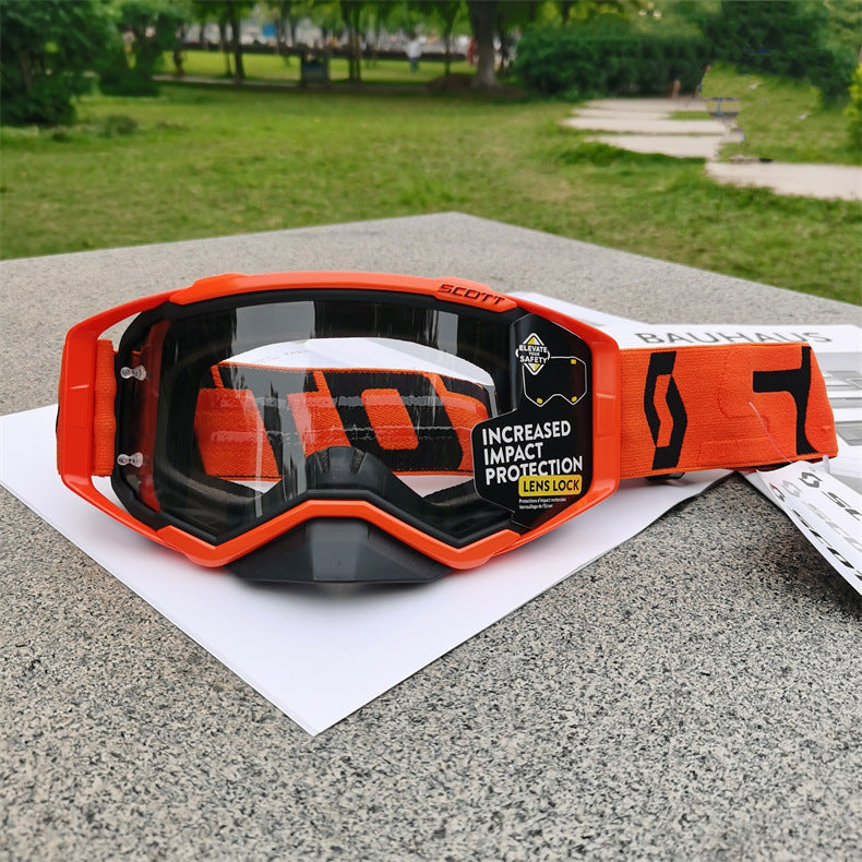 Performance Motocross & Off-Road Goggles - Increased Impact Protection with Lens Lock System(Orange frame transparent film)