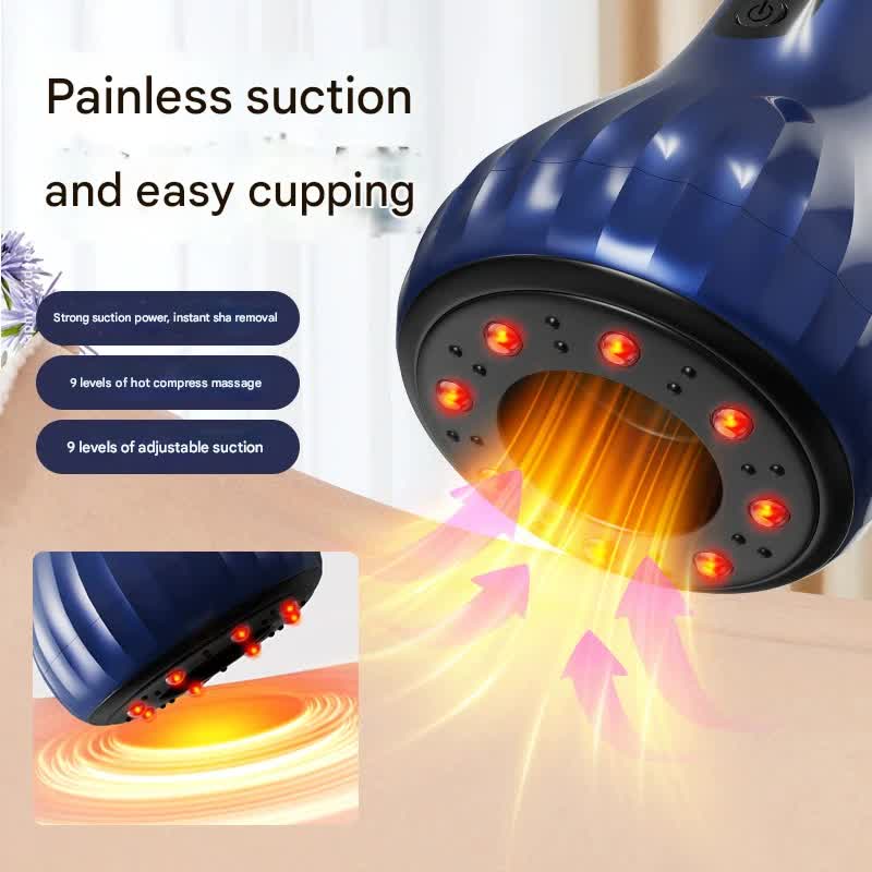 Electric Cupping & Gua Sha Massager - 9 Levels Heat & Suction, Red Light Therapy, USB-C Rechargeable(White) 3