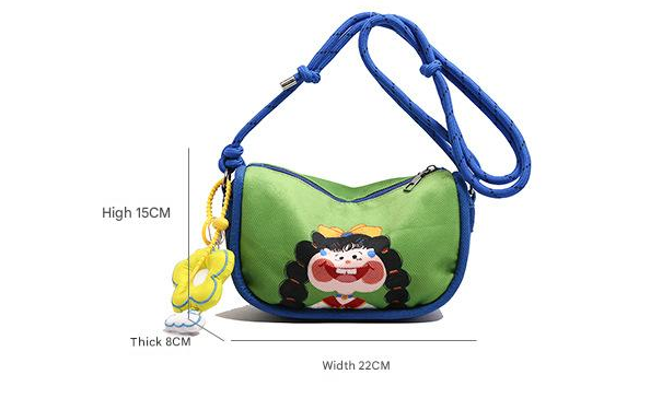 Whimsical Cartoon Girl Crossbody Bag - Lightweight Canvas with Adjustable Rope Strap & Flower Charm(Purple) 5