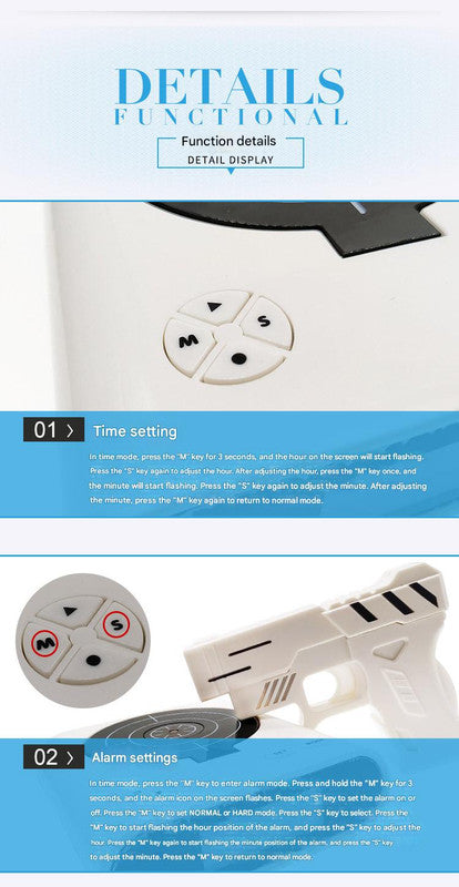Gun Alarm Clock - Target Shooting Alarm with Infrared Gun, Recordable Alarm & Game Modes(Camouflage)