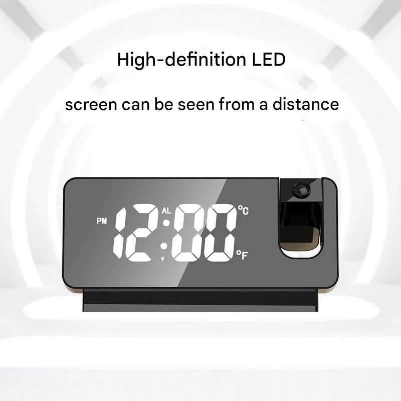 LED Digital Projection Alarm Clock - Temperature, Date, Snooze & 180 Adjustable Projector(White shell white light) 3