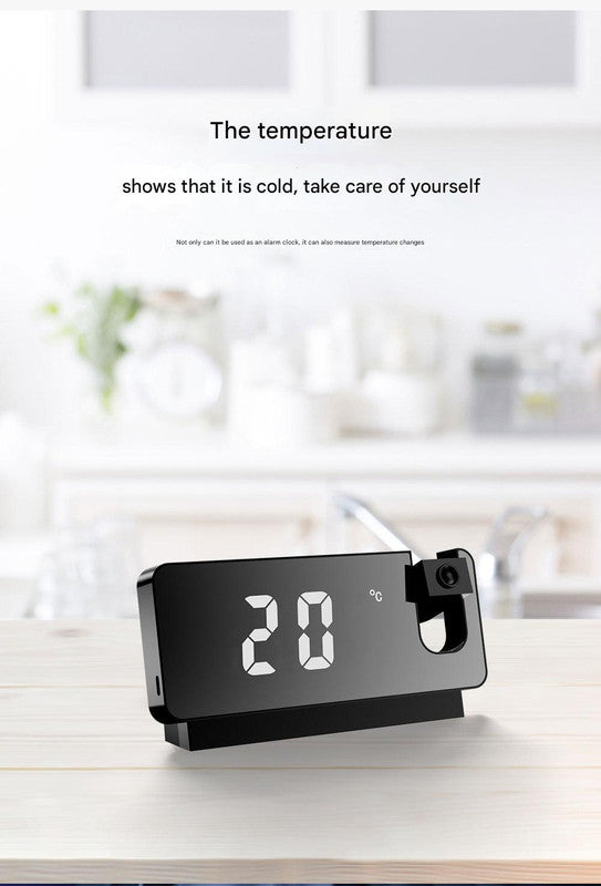 LED Digital Projection Alarm Clock - Temperature, Date, Snooze & 180 Adjustable Projector(White shell color screen) 5