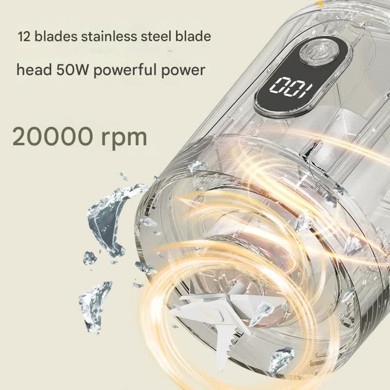 Portable Wireless Juicer Cup - 600ml, 12-Blade, USB-C Rechargeable Smoothie Blender(grey) 3