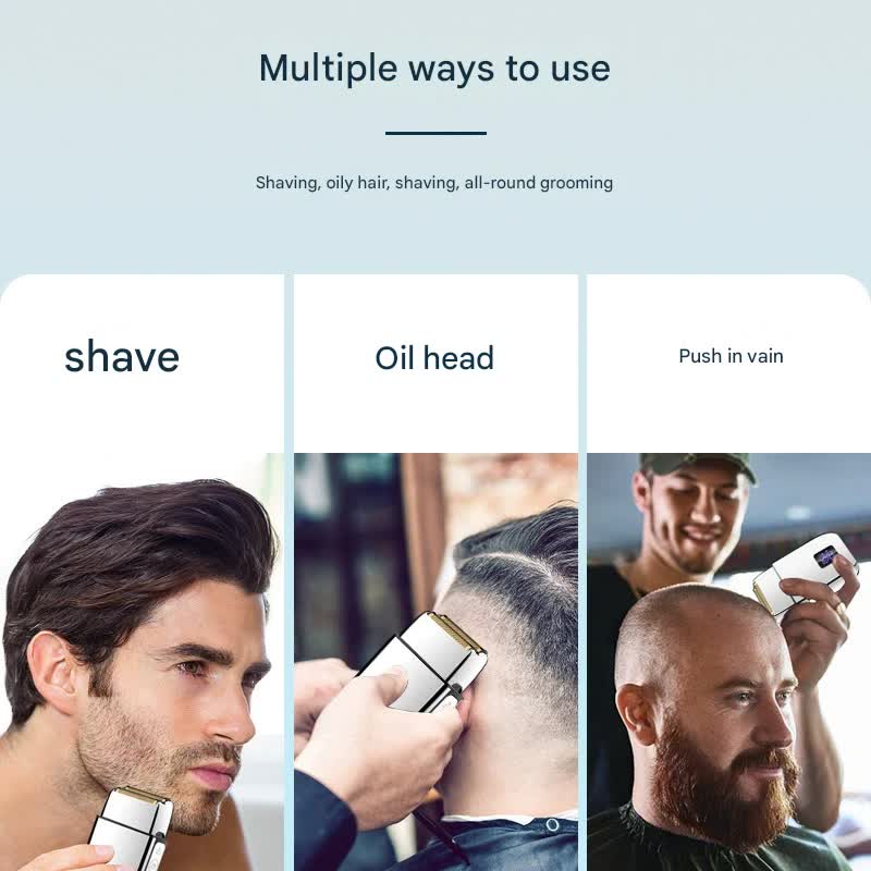 Professional Electric Foil Shaver for Men - 3 Speed Modes, LED Display, USB Rechargeable, Waterproof(silver) 3