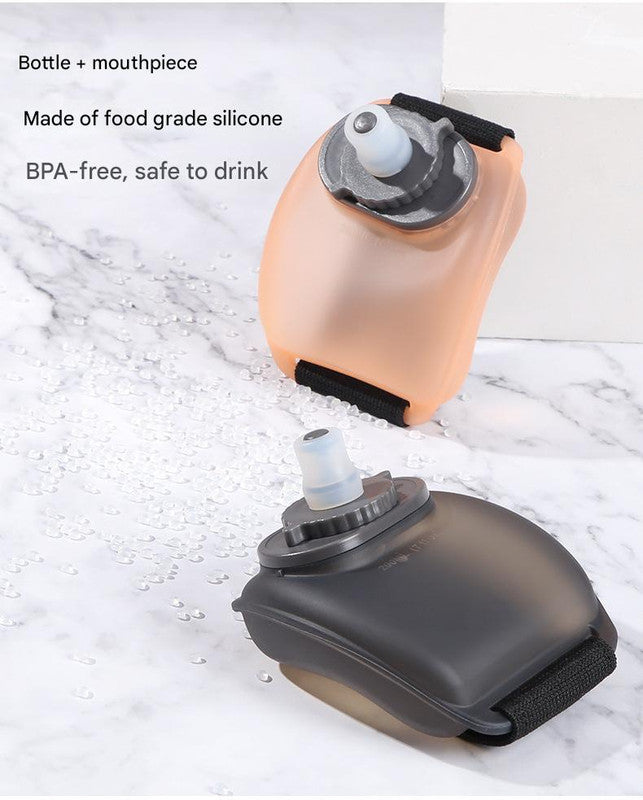 Wearable Sports Wrist Water Bottle - 200ml BPA-Free Silicone Flask with Adjustable Strap & Bite Valve(Transparent) 5