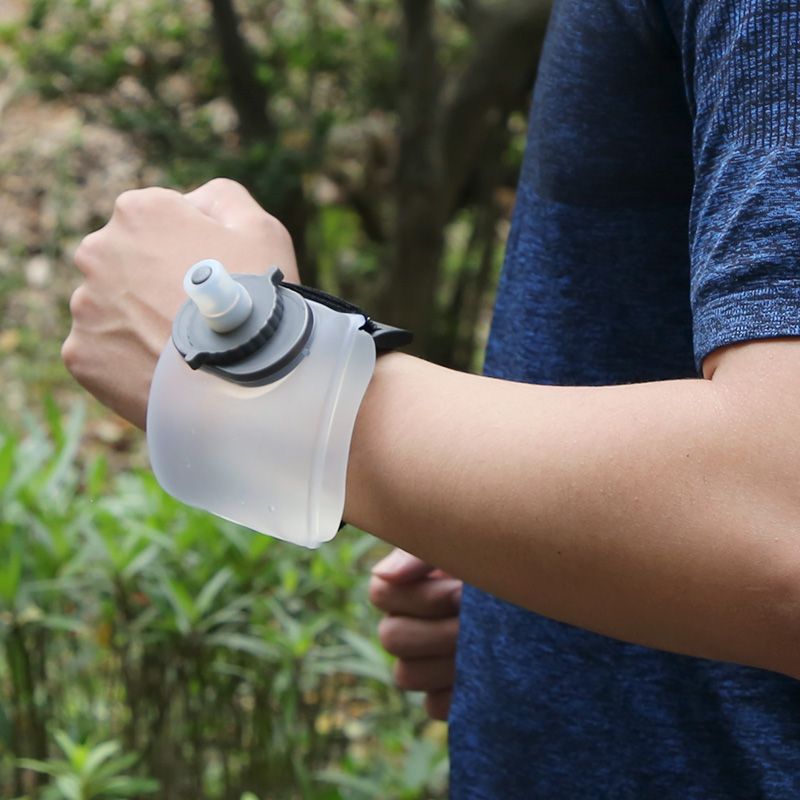 Wearable Sports Wrist Water Bottle - 200ml BPA-Free Silicone Flask with Adjustable Strap & Bite Valve(Orange) 4
