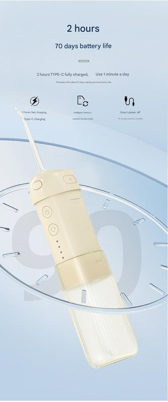 Portable Water Flosser - 70-Day Battery, 4 Modes, 5 Nozzles, IPX7 Waterproof, 200ml Telescopic Tank(white) 5