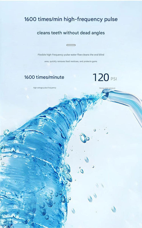 Portable Water Flosser - 70-Day Battery, 4 Modes, 5 Nozzles, IPX7 Waterproof, 200ml Telescopic Tank(Blue) 3