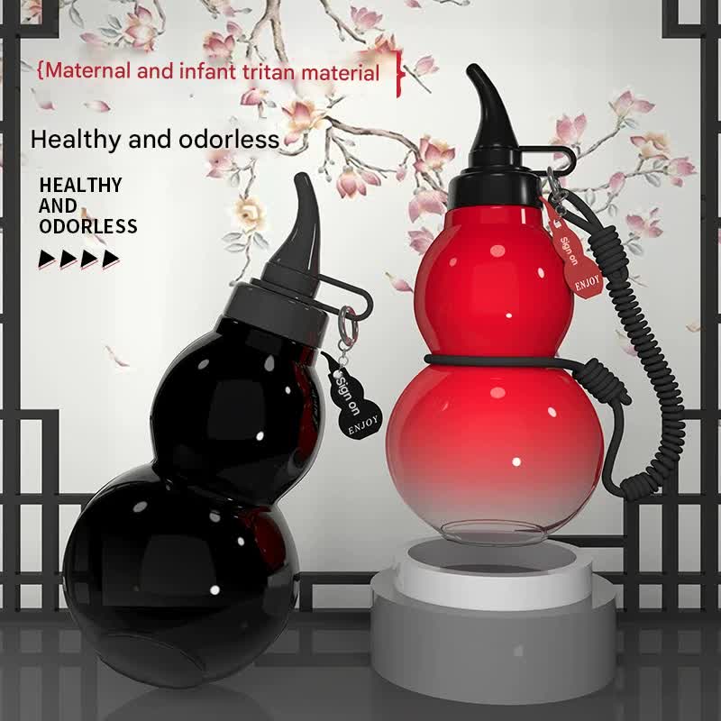 Unique Gourd-Shaped Sports Water Bottle - 800ml Tritan Material, Leakproof with Carry Strap(red) 4