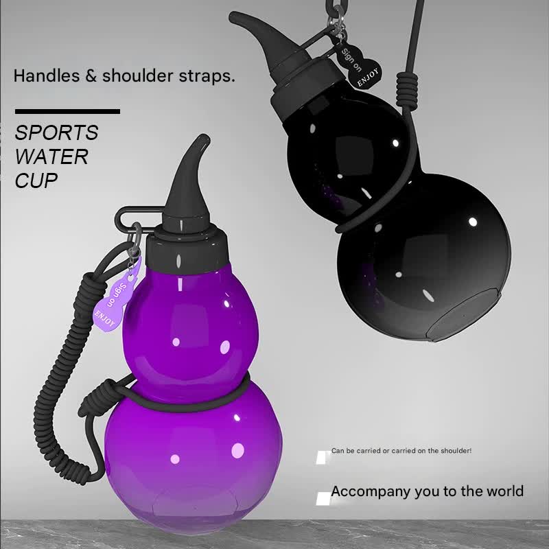 Unique Gourd-Shaped Sports Water Bottle - 800ml Tritan Material, Leakproof with Carry Strap(blue) 3
