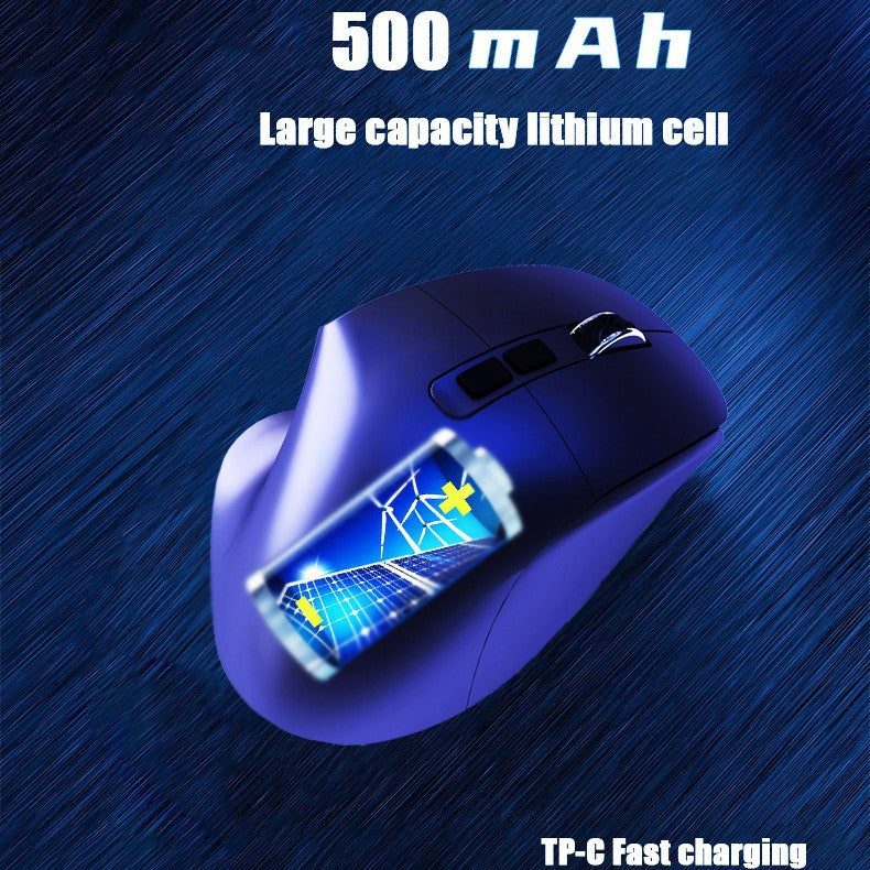 Ergonomic Vertical Wireless Mouse - Dual Mode (2.4G + Bluetooth), RGB Light, Rechargeable 500mAh Battery(Blue) 5