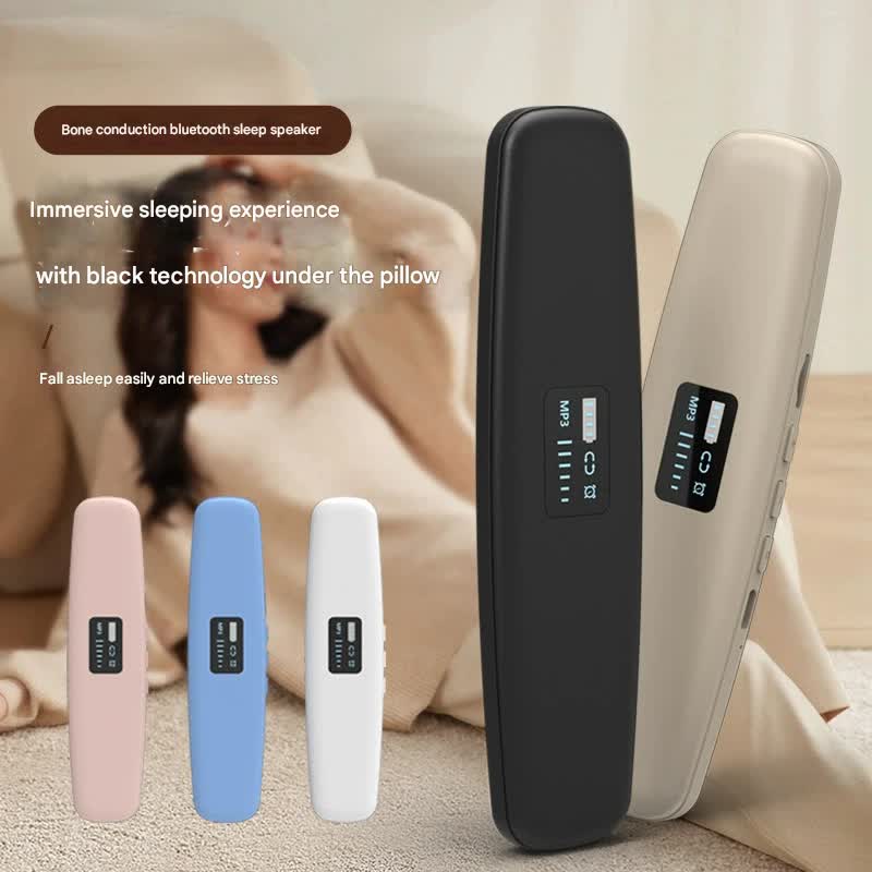 Under-Pillow Bone Conduction Sleep Sound Device - Bluetooth 5.3, TF Card, 8H Playtime & Timer(Khaki)