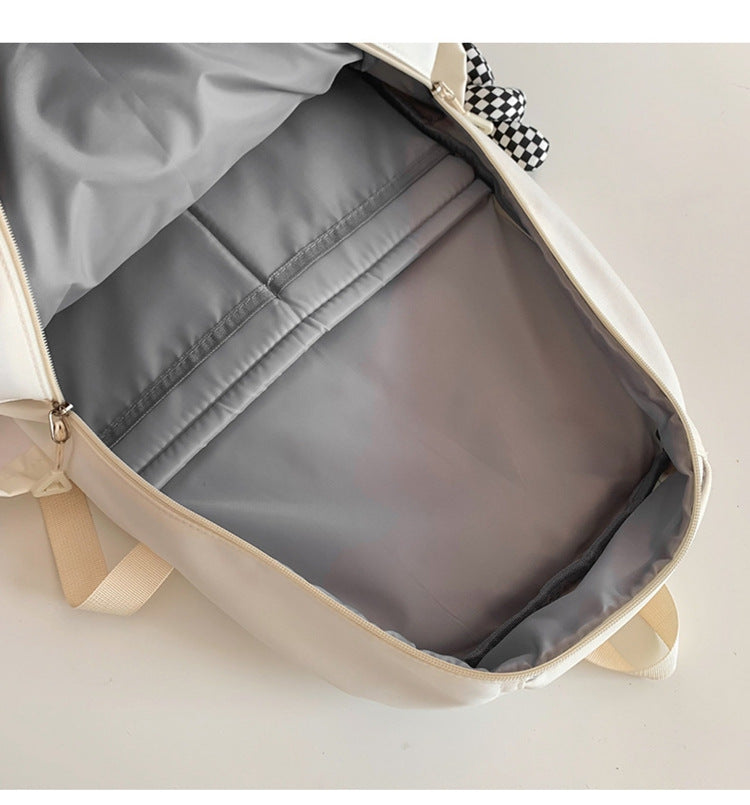 Large Capacity Nylon Backpack - Fits Tablet, A4 Magazines, Umbrella - Multiple Pockets & Adjustable Straps(white) 4