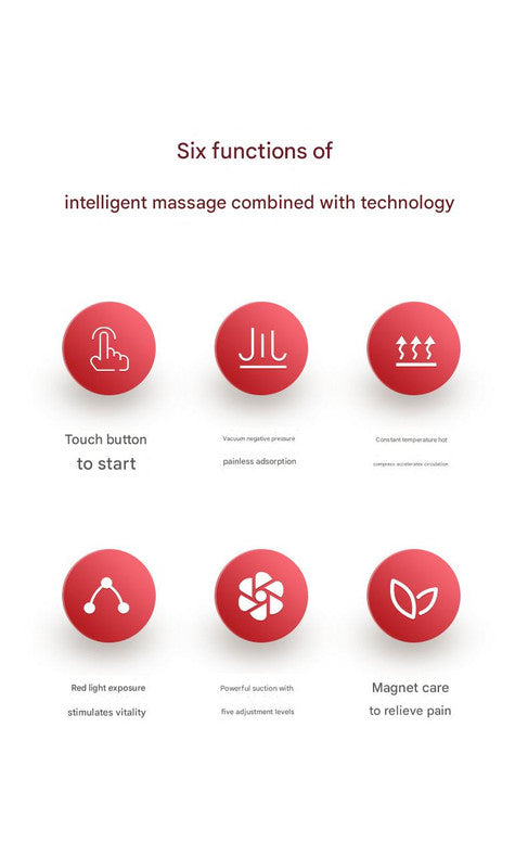 Smart Electric Cupping & Gua Sha Massager with Red Light Therapy & Magnetic Stones - 5 Levels, Rechargeable(white) 3