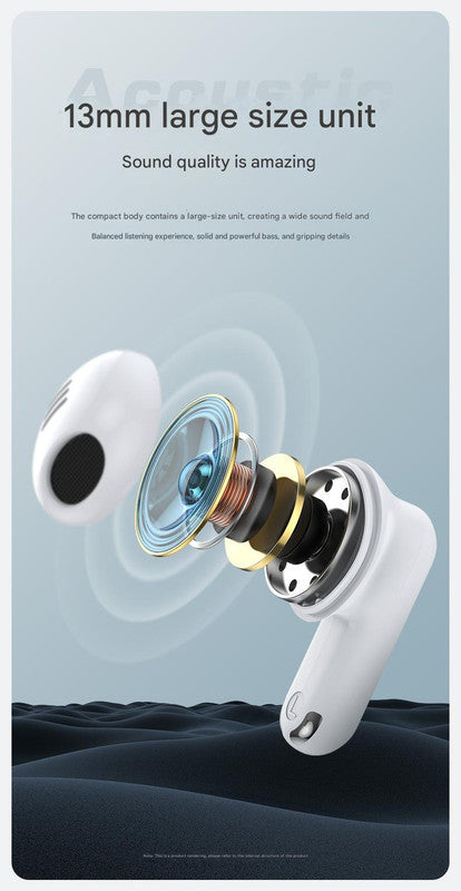 TWS Wireless Earbuds with Bluetooth 5.3 - 13mm Drivers, 21H Playtime, LED Charging Case(Beige) 4