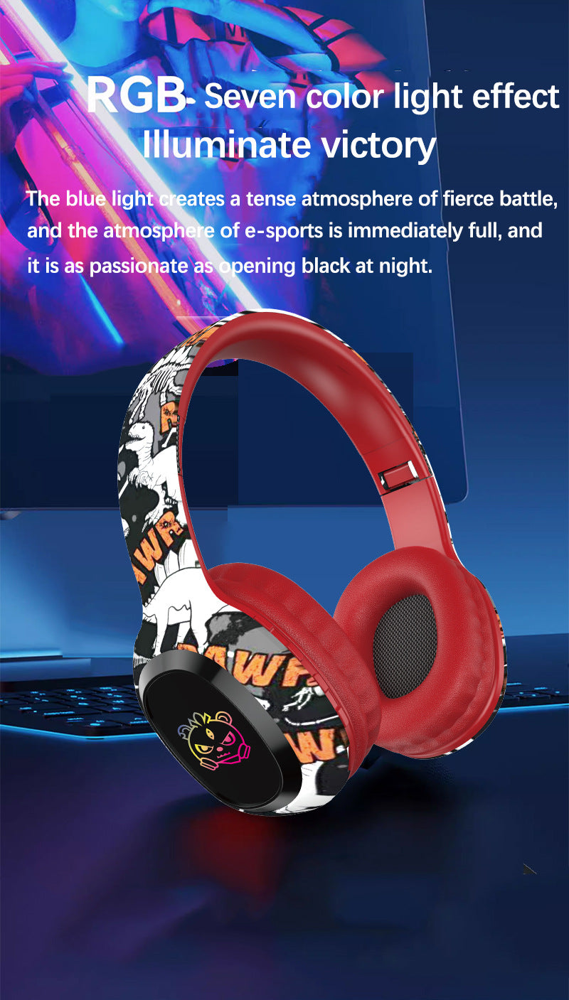 Wireless Over-Ear Headphones with Graffiti Design - Bluetooth 5.3, HIFI Sound, RGB Light, 8H Playtime(blue) 6