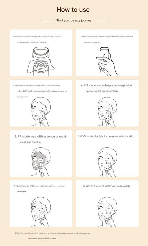 Multi-Function Facial Beauty Device - 6 Modes, 3 Intensity Levels, LED Therapy & Magnetic Charging(blue) 4