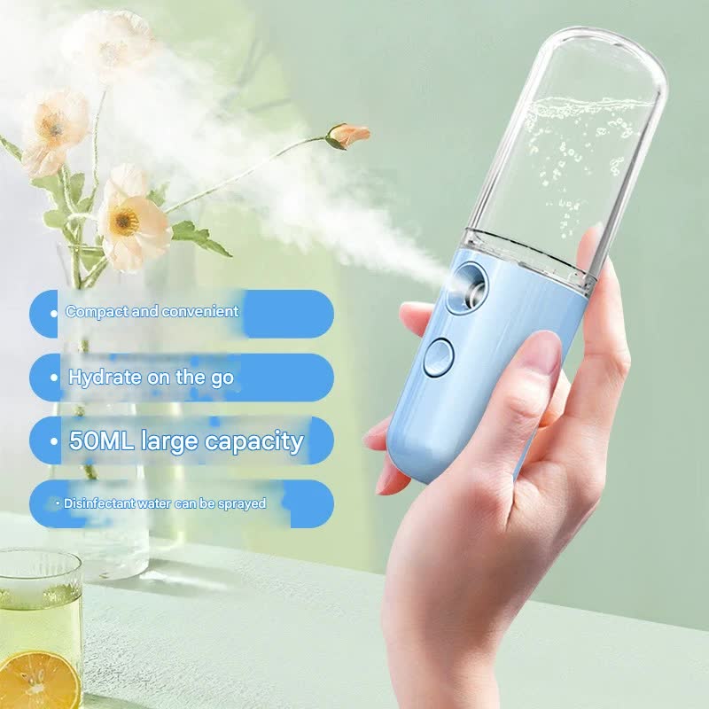 Two Portable Nano Facial Sprayer - 50ml USB Rechargeable Moisturizing Disinfectant Sprayer(Blue) 3