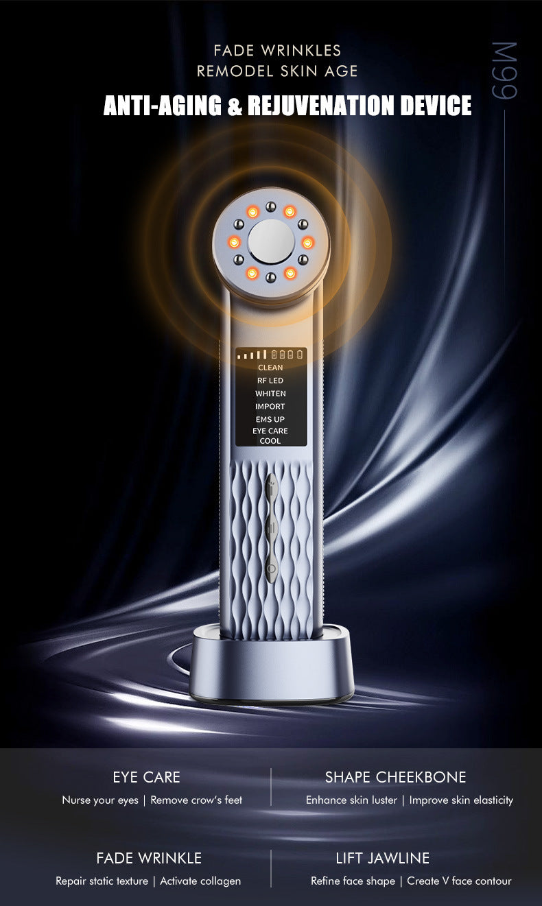 Multi-Functional Facial Beauty Device - Ultrasonic, EMS, RF LED, Cool Therapy & Eye Care(blue) 5