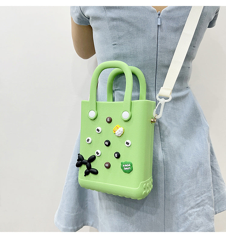 EVA Large Capacity Crossbody & Handbag - Customizable with Charms, Lightweight & Versatile,Purple (with DIY accessories) 3